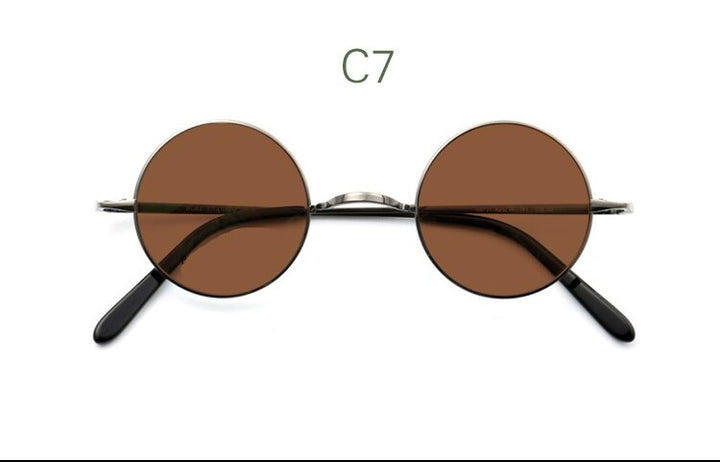 Yujo Unisex Full Rim Small 42mm Round Titanium Polarized Sunglasses Sunglasses Yujo C7 China 