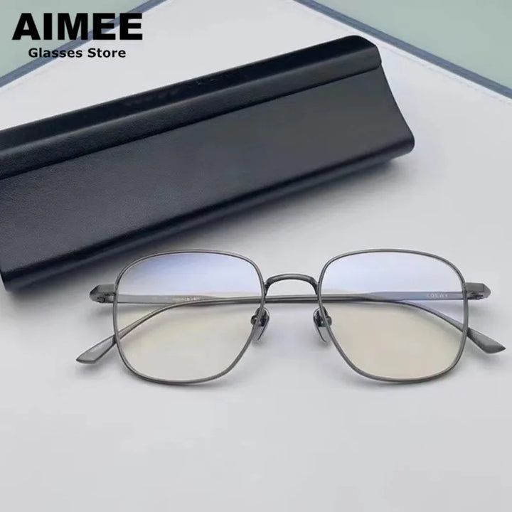 Aimee Men's Full Rim Oval Square Titanium Eyeglasses 14145 Full Rim Aimee   