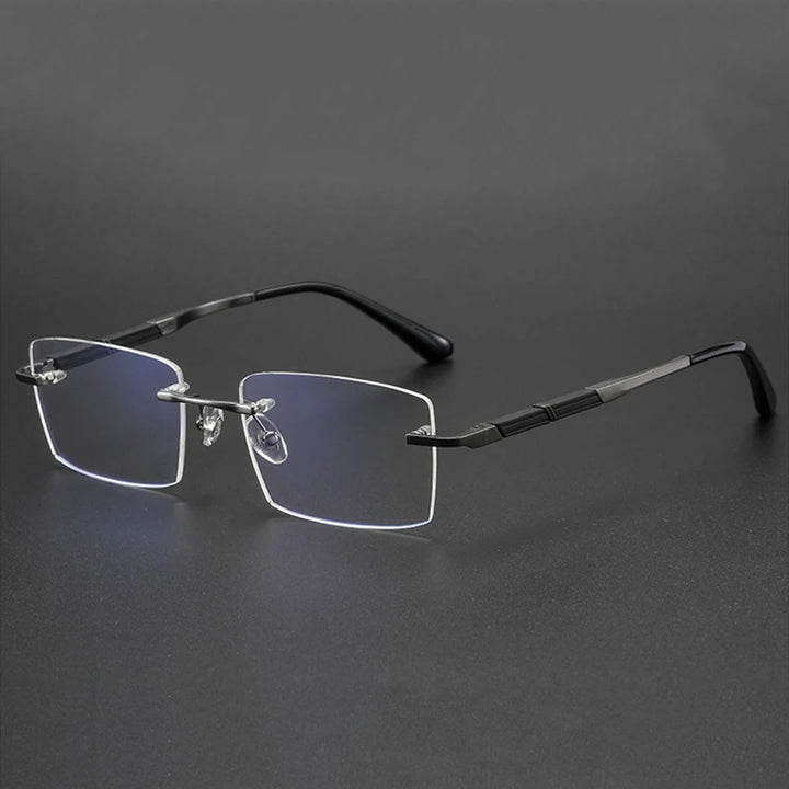 Hdcrafter Men's Rimless Square Titaniume Eyeglasses 232920
