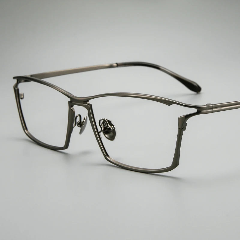 Black Mask Unisex Full Rim Big Square Titanium Eyeglasses 636885