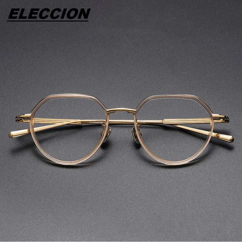 Eleccion Women's Full Rim Flat Top Round Titanium Eyeglasses 6701 Full Rim Eleccion