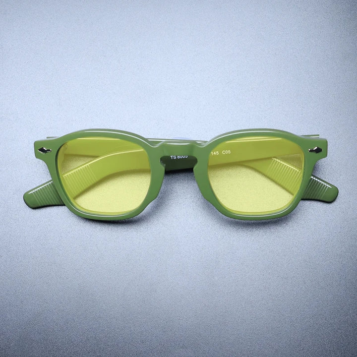 Gatenac Unisex Full Rim Square Acetate Polarized Sunglasses M009 Sunglasses Gatenac Green Yellow  