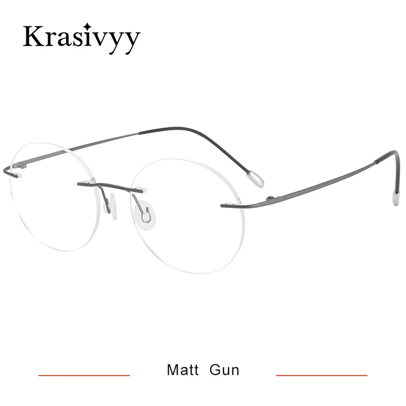Krasivyy Unisex Rimless Round Pure Titanium Prescription Eyeglasses KR16012 - view 15
