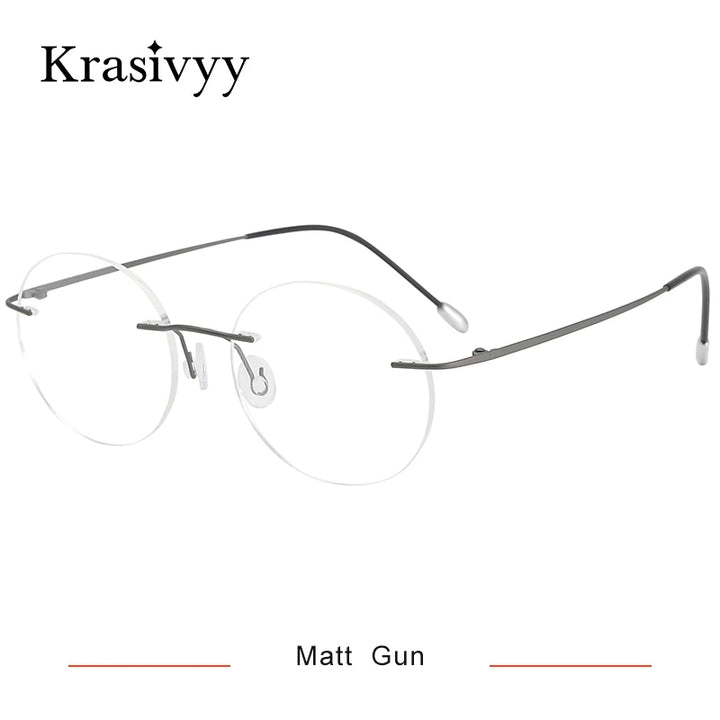 Krasivyy Unisex Rimless Round Pure Titanium Prescription Eyeglasses KR16012 - view 15