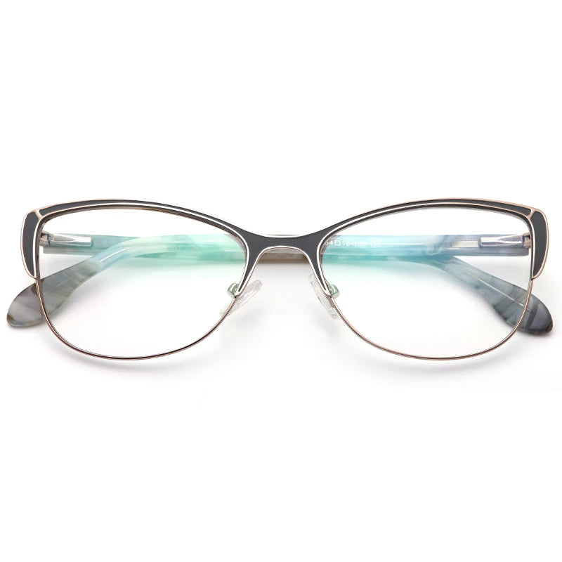 Muzz Women's Full Rim Square Cat Eye Alloy Acetate Eyeglasses 360122