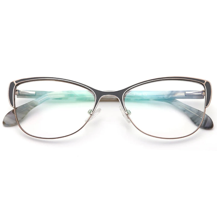 Muzz Women's Full Rim Square Cat Eye Alloy Acetate Eyeglasses 360122