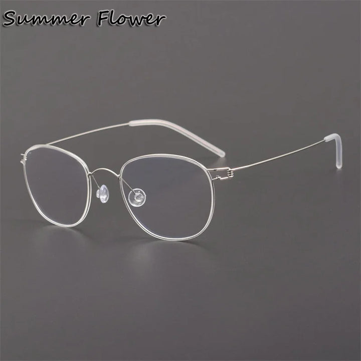 Summer Flower Women's Full Rim Oval Screwless Titanium Eyeglasses 842132