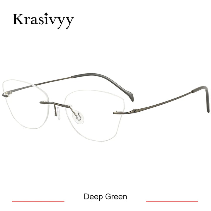 Krasivyy Women's Rimless Oval Cat Eye Titanium Eyeglasses 316086