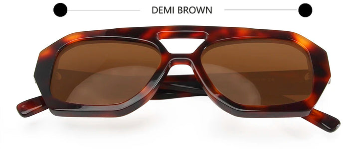 Esnbie Unisex Full Rim Square Double Bridge Acetate Sunglasses 230381