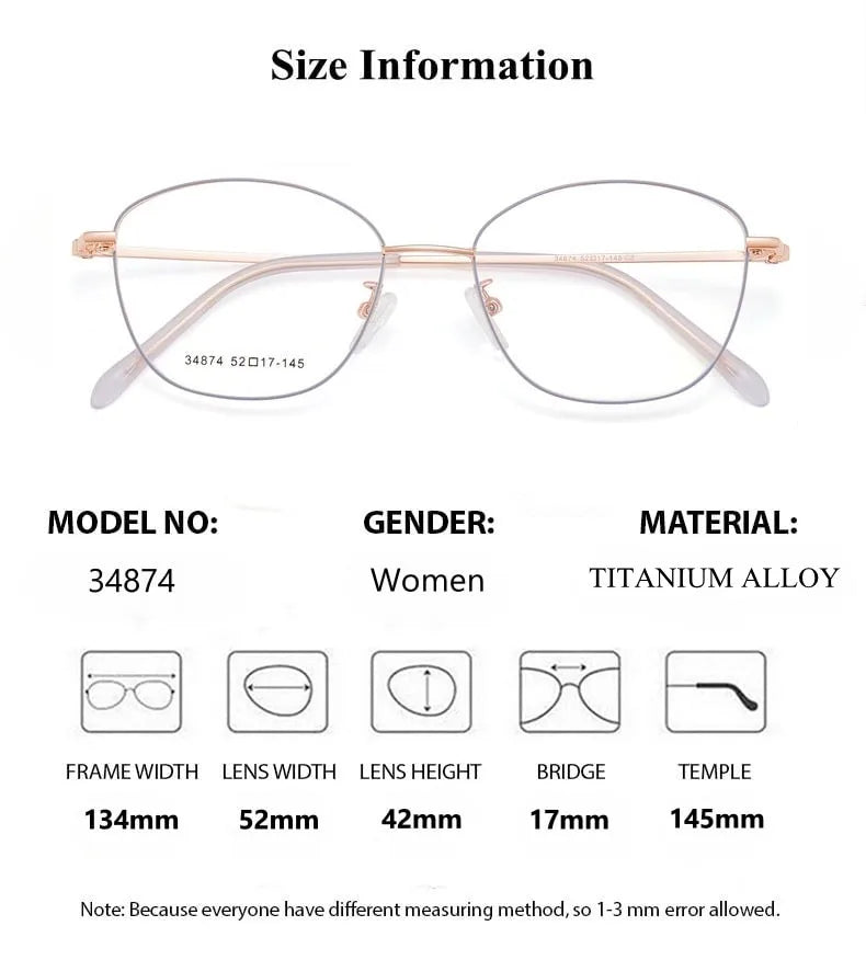 Summer Flower Women's Full Rim Square Cat Eye Alloy Eyeglasses 634874