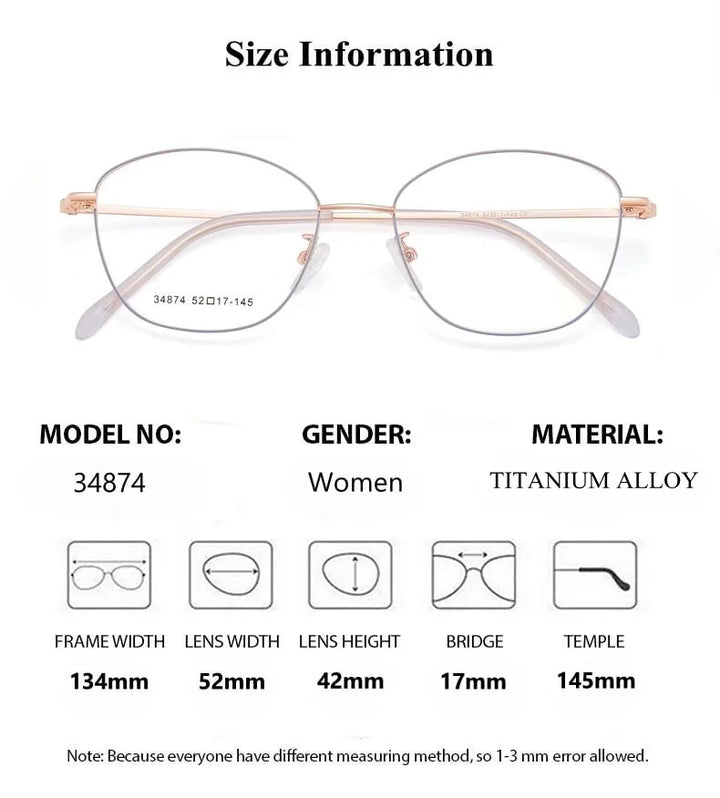 Summer Flower Women's Full Rim Square Cat Eye Alloy Eyeglasses 634874