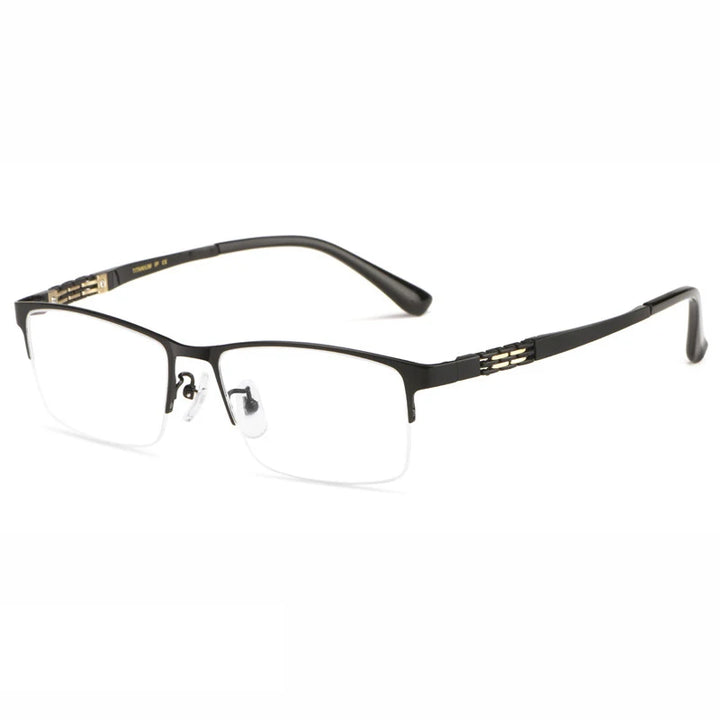 Hotochki Mens Full Rim Square Titanium Eyeglasses Ht0099 Full Rim Hotochki gloss black  