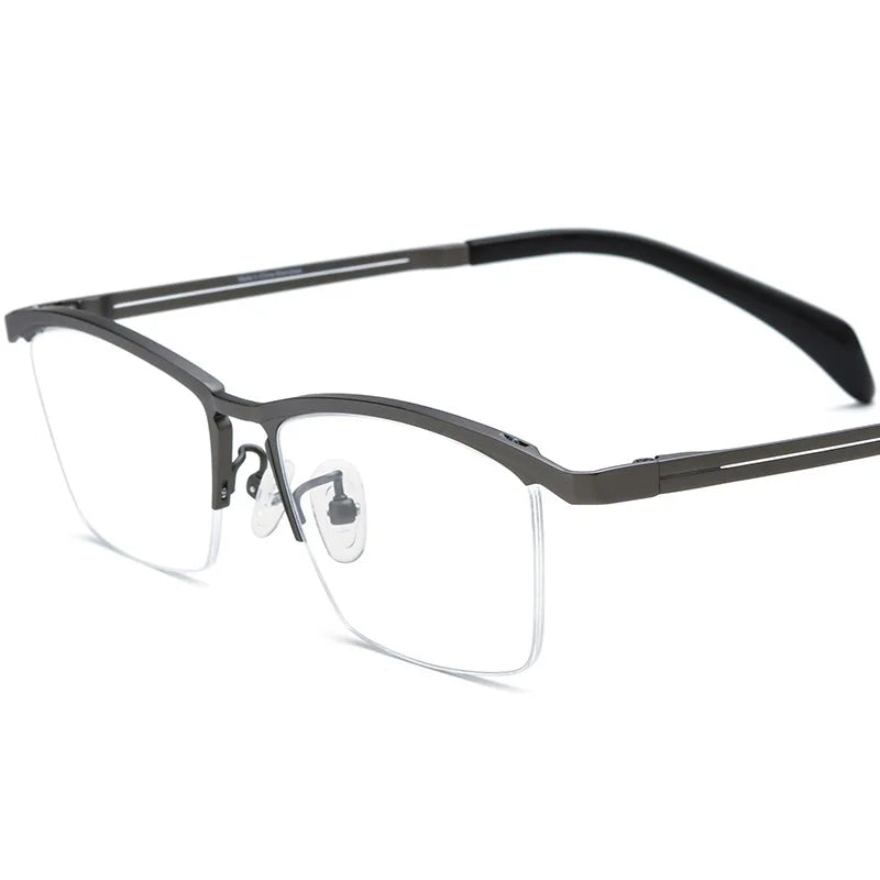 Nobler Unisex Semi Rim Square Brow Line Titanium Eyeglasses 185912