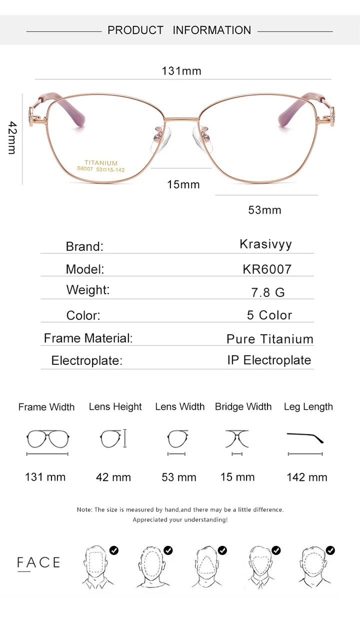 Krasivyy Women's Full Rim Oval Square Titanium Eyeglasses 6007 Full Rim Krasivyy   