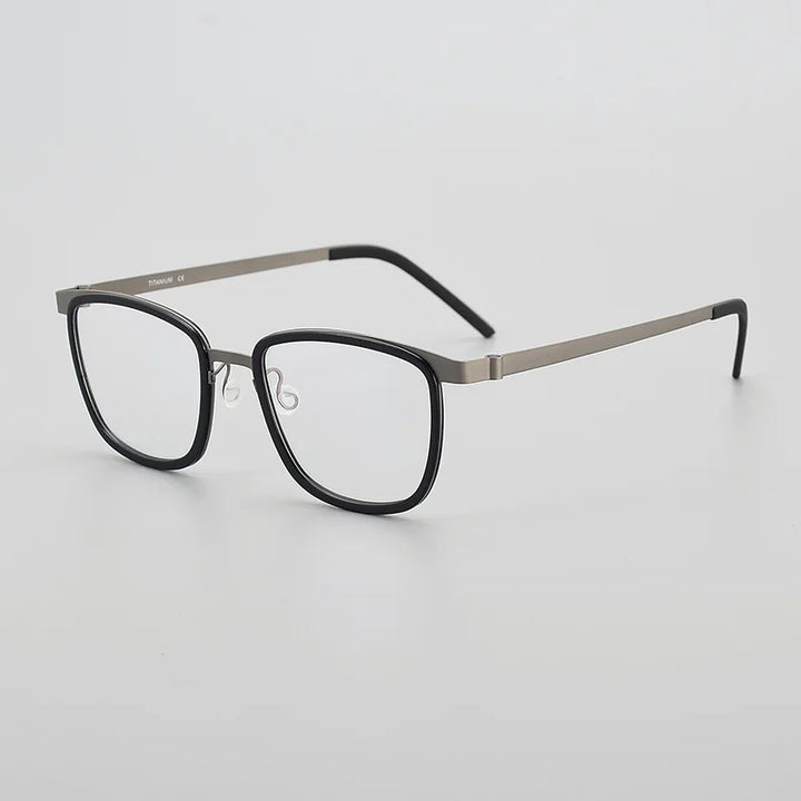 Black Mask Women's Full Rim Square Titanium Acetate Eyeglasses 9717 Full Rim Black Mask Black-Gray  