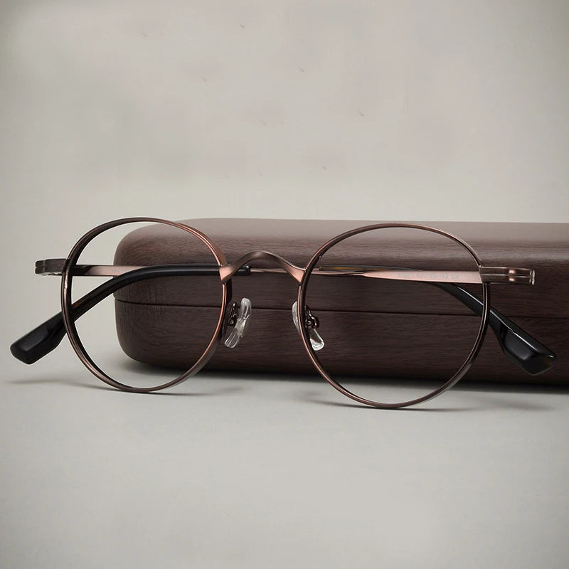 Black Mask Unisex Full Rim Oval Round Titanium Eyeglasses 310521