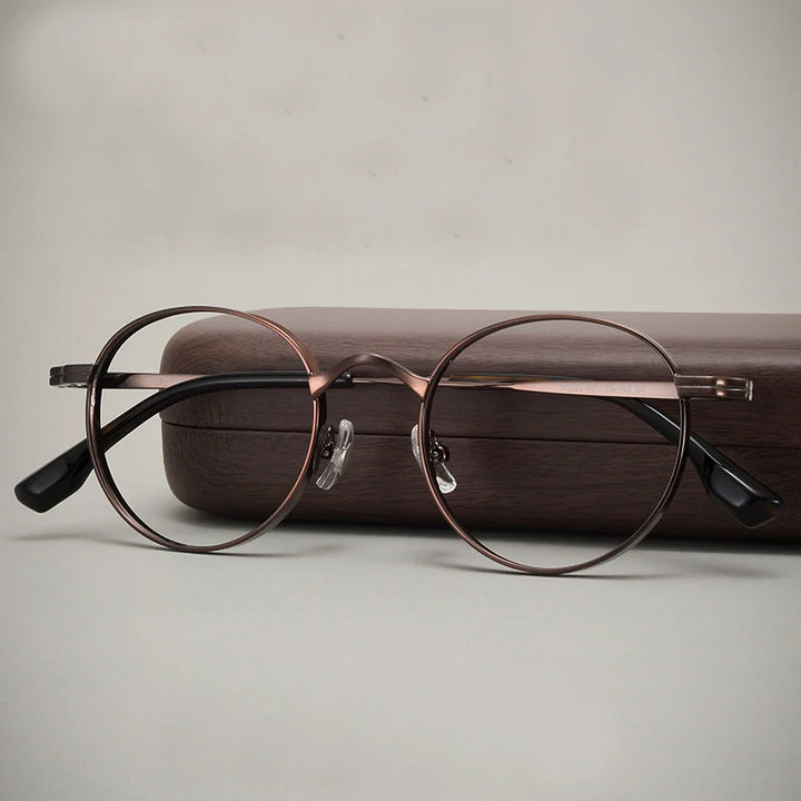 Black Mask Unisex Full Rim Oval Round Titanium Eyeglasses 310521