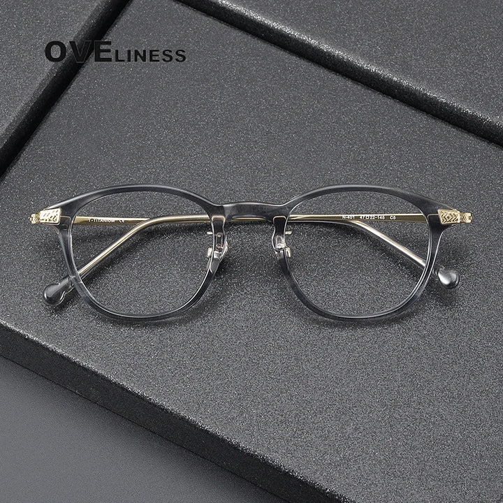Oveliness Women's Full Rim Oval Round Acetate Titanium Eyeglasses 64401