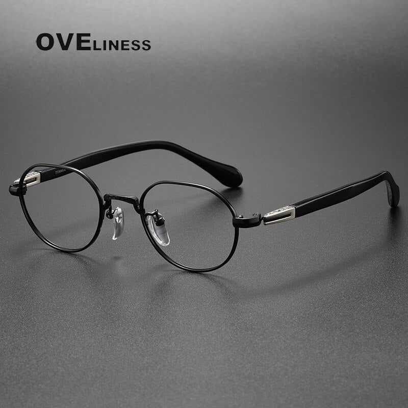 Oveliness Unisex Full Rim Square Acetate Titanium Eyeglasses Ks140 Full Rim Oveliness black  