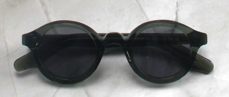 Esnbie Unisex Full Rim Round Thick Acetate Tac Sunglasses 240821