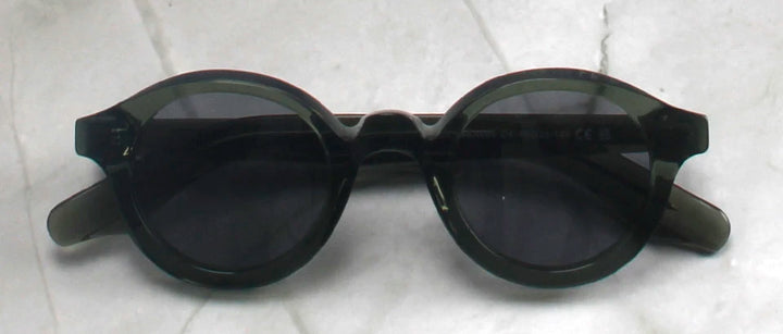 Esnbie Unisex Full Rim Round Thick Acetate Tac Sunglasses 240821
