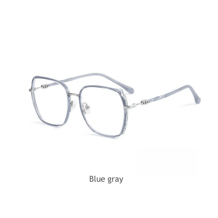 KatKani Women's Full Rim Square Alloy Acetate Eyeglasses M2288 Full Rim KatKani Eyeglasses Blue gray  