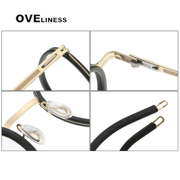 Oveliness Unisex Full Rim Round Acetate Titanium Eyeglasses O8202317 Full Rim Oveliness   