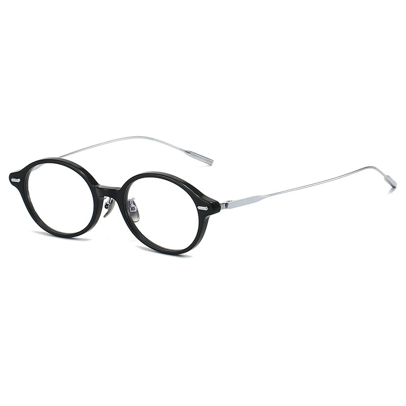 Black Mask Unisex Full Rim Round Titanium Acetate Eyeglasses 638149