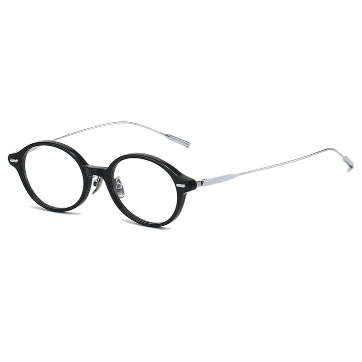 Black Mask Unisex Full Rim Round Titanium Acetate Eyeglasses 638149