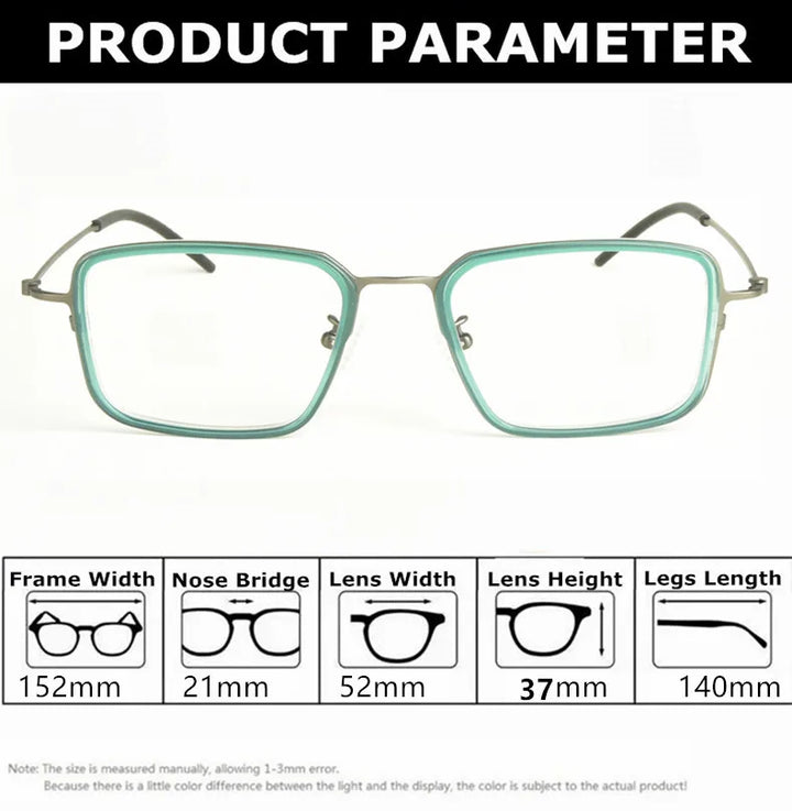 Aimee Men's Full Rim Big Square Acetate Titanium Eyeglasses 77501