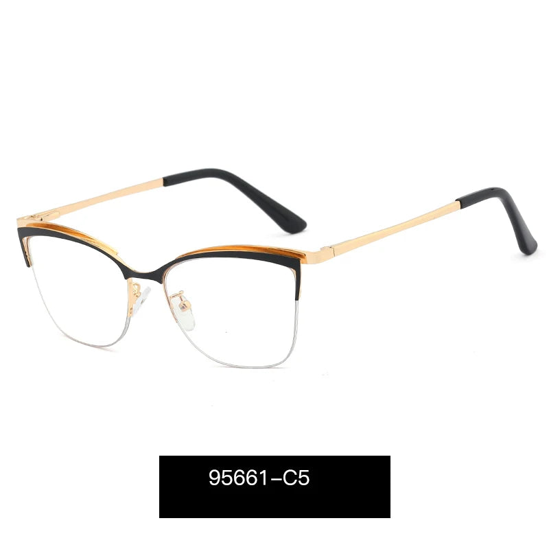 Handoer Women's Full Rim Oval Cat Eye Alloy Eyeglasses 95661