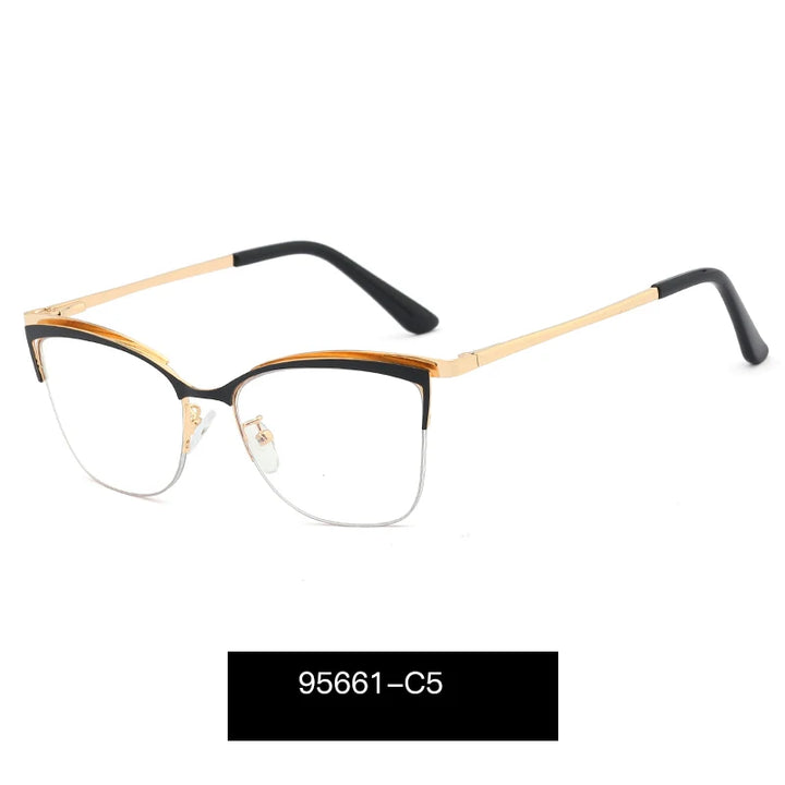 Handoer Women's Full Rim Oval Cat Eye Alloy Eyeglasses 95661