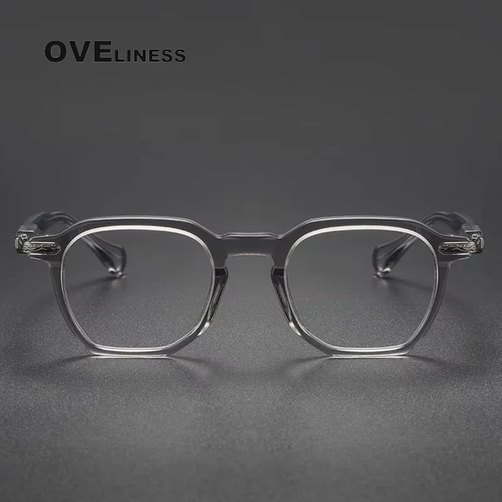 Oveliness Unisex Full Rim Square Acetate Titanium Eyeglasses 80855 Full Rim Oveliness   