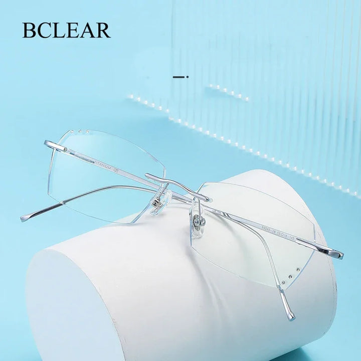 Bclear Unisex Rimless Polygon Square Titanium Eyeglasses 694528