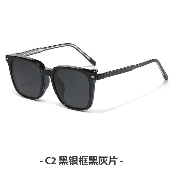 Zirosat Women's Full Rim Square Tr 90 Alloy Eyeglasses Clip On Sunglasses 8178