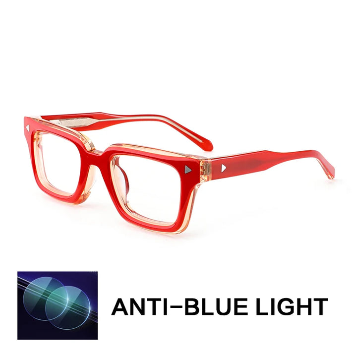 Gatenac Unisex Full Rim Square Brow Line Acetate Reading Glasses 66308