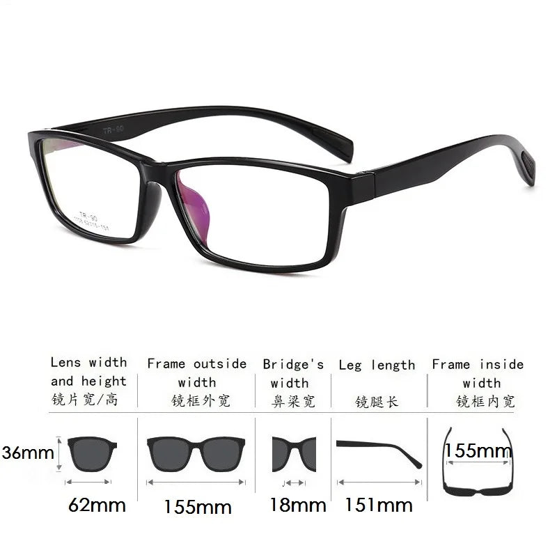 Cubojue Unisex Full Rim Big Square Tr 90 Titanium Reading Glasses 15515 Reading Glasses Cubojue