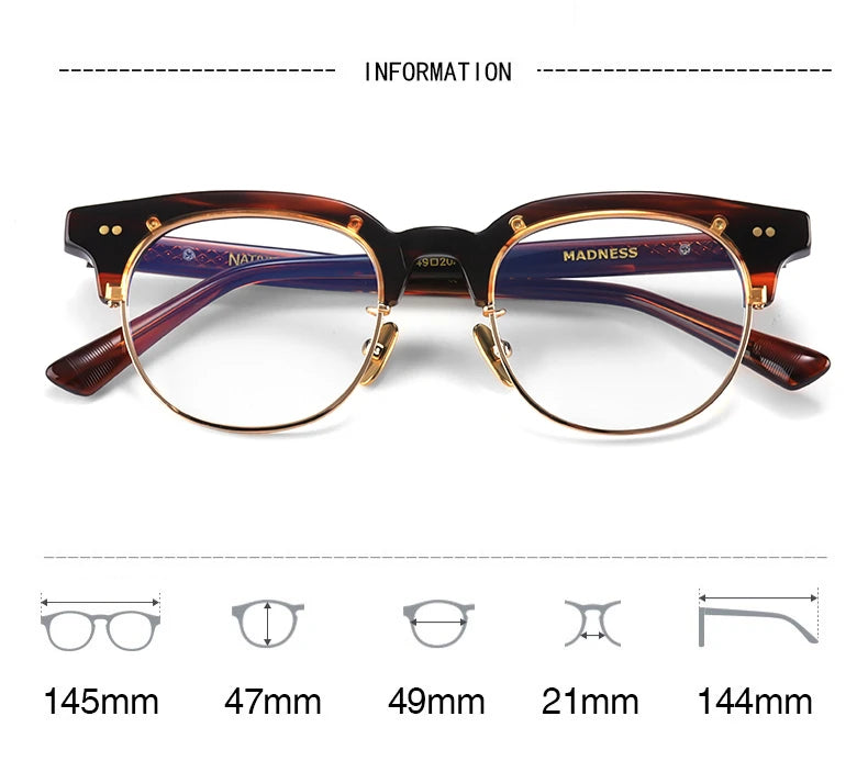 Black Mask Unisex Full Rim Square Acetate Titanium Eyeglasses 396136