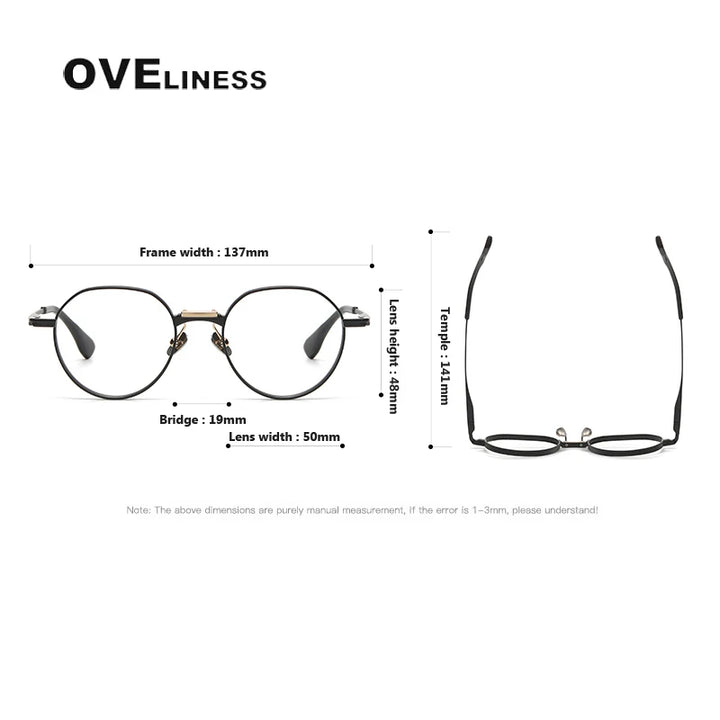 Oveliness Unisex Full Rim Flat Top Round Titanium Eyeglasses D150 Full Rim Oveliness   