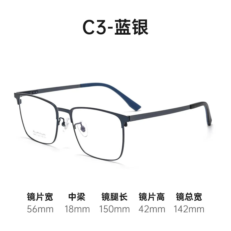 Bclear Men's Full Rim Square Aluminum Magnesium Eyeglasses 668139