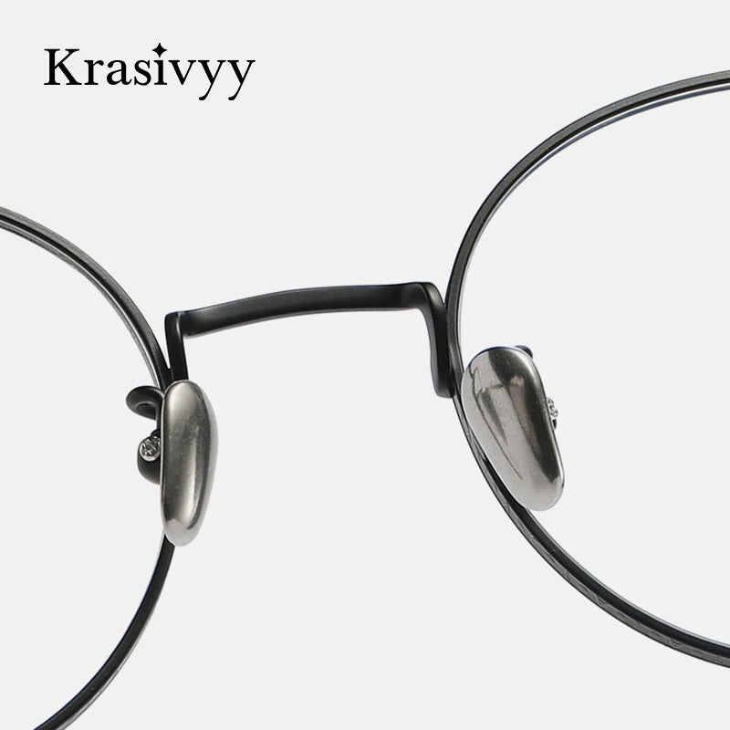 Krasivyy Unisex Full Rim Round Titanium Acetate Eyeglasses 46058