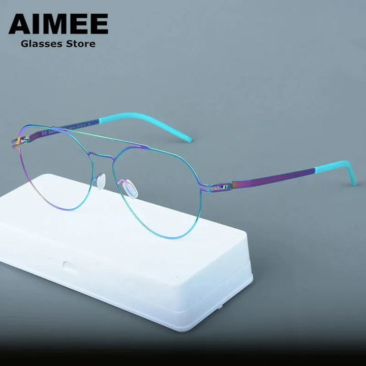 Aimee Unisex Full Rim Oval Double Bridge Steel Eyeglasses 14647 Full Rim Aimee Mulit  