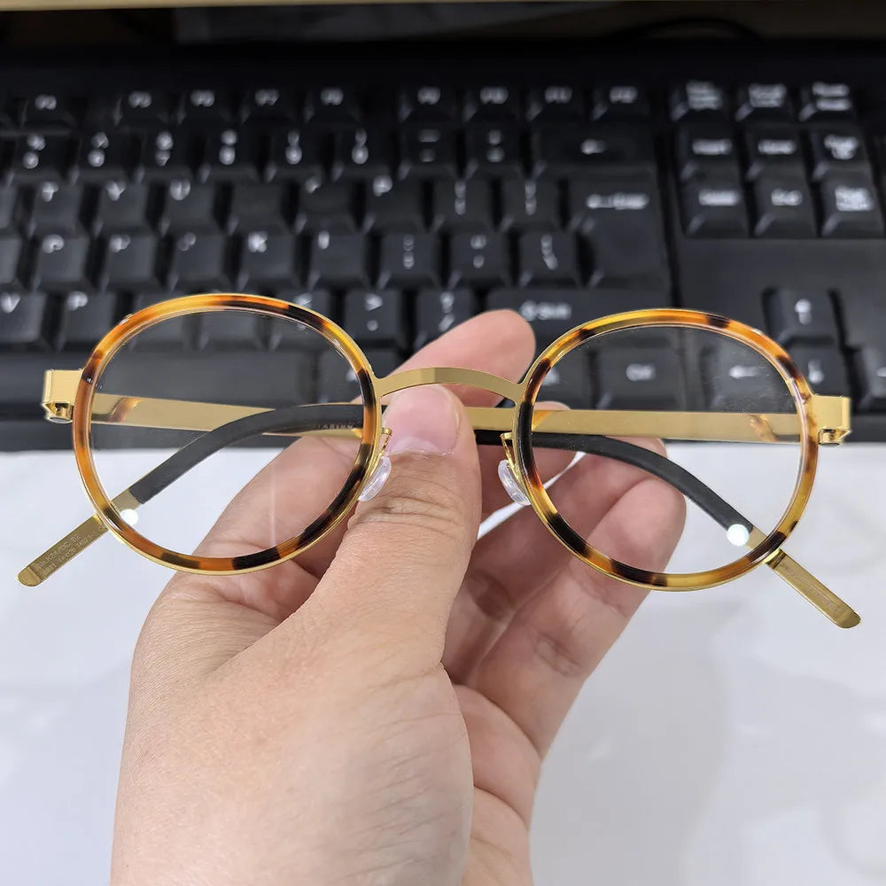Bobbie Unisex Full Rim Round Titanium Eyeglasses 1011