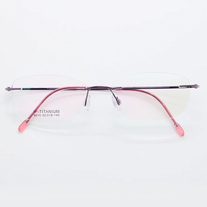 KatKani Women's Rimless Oval Titanium Eyeglasses 9010 Rimless KatKani Eyeglasses Purple  