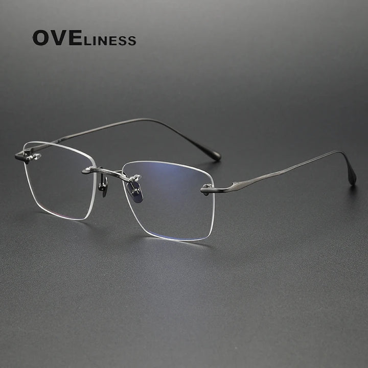 Oveliness Unisex Rimless Square Titanium Eyeglasses 80954 Rimless Oveliness gun  