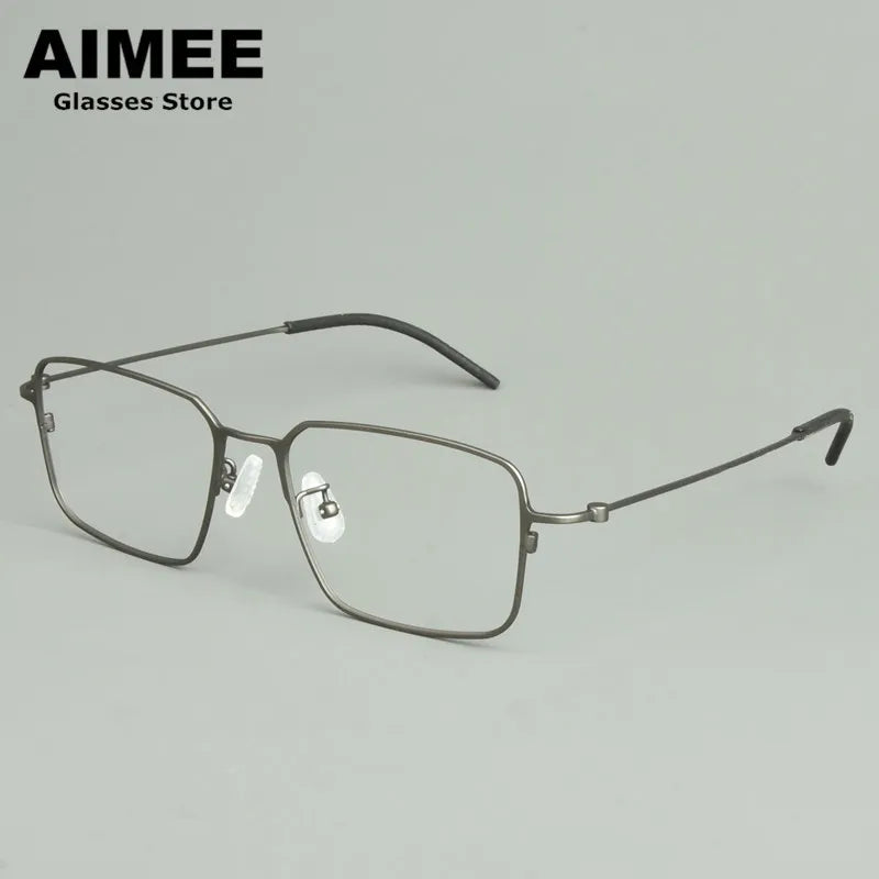 Aimee Unisex Full Rim Square Titanium Eyeglasses 15502 Full Rim Aimee Gun-Grey  