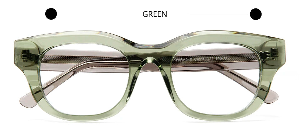 Esnbie Unisex Full Rim Square Oval Thick Acetate Eyeglasses 230401 Full Rim Esnbie Green  