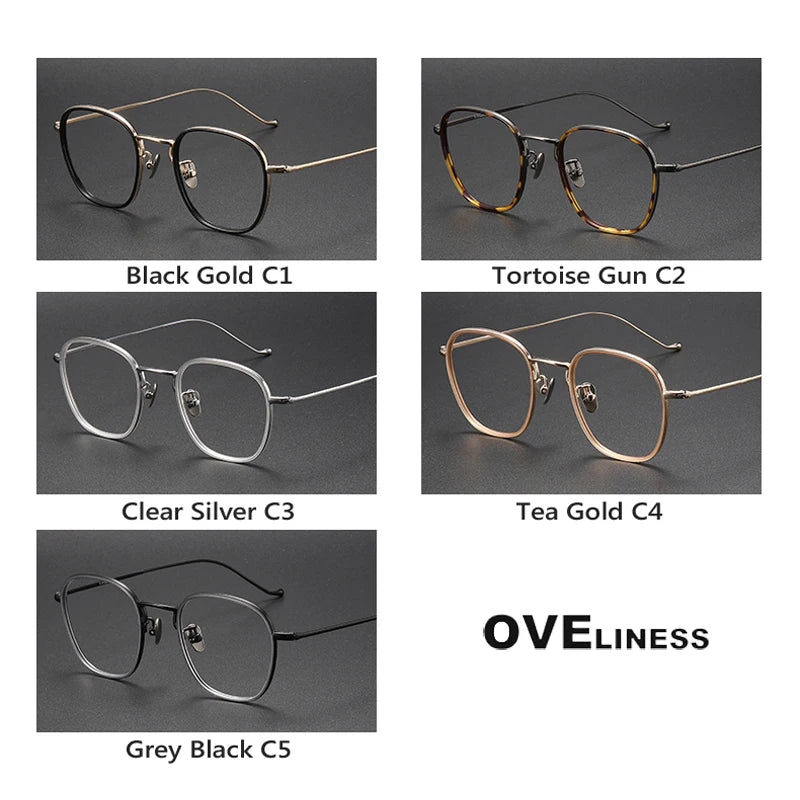 Oveliness Unisex Full Rim Oval Acetate Titanium Eyeglasses 8511 Full Rim Oveliness   