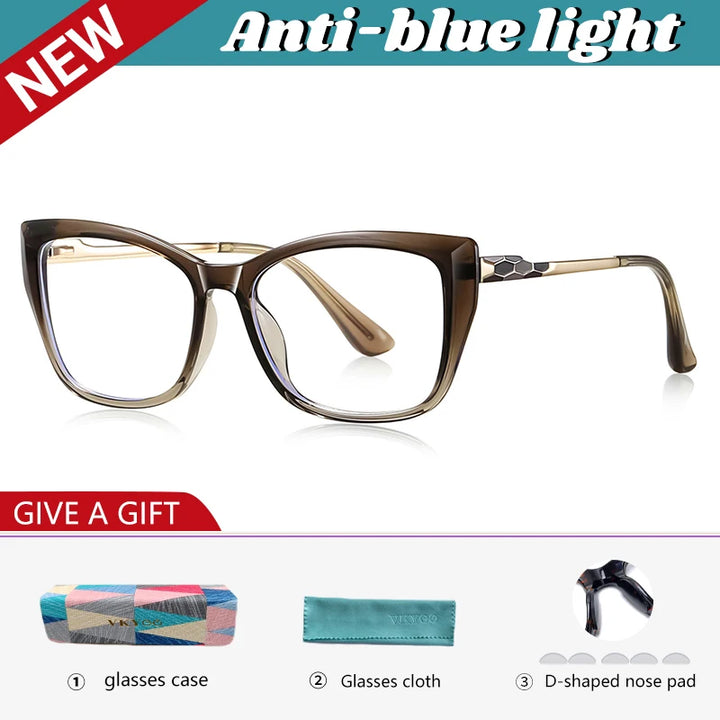 Vicky Women's Full Rim Square Cat Eye Tr 90 Alloy Reading Glasses 77230