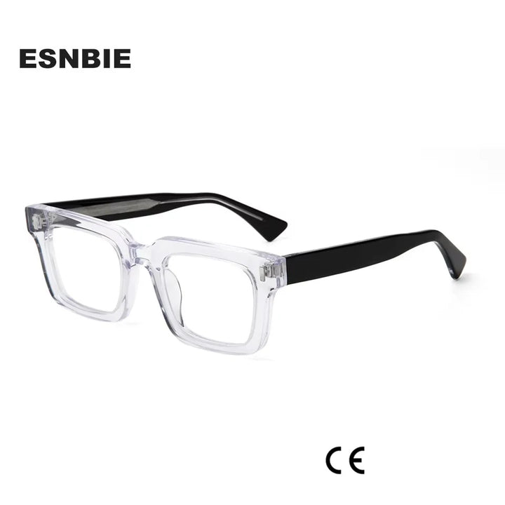 Esnbie Unisex Full Rim Square Thick Acetate Eyeglasses 23046 Full Rim Esnbie   